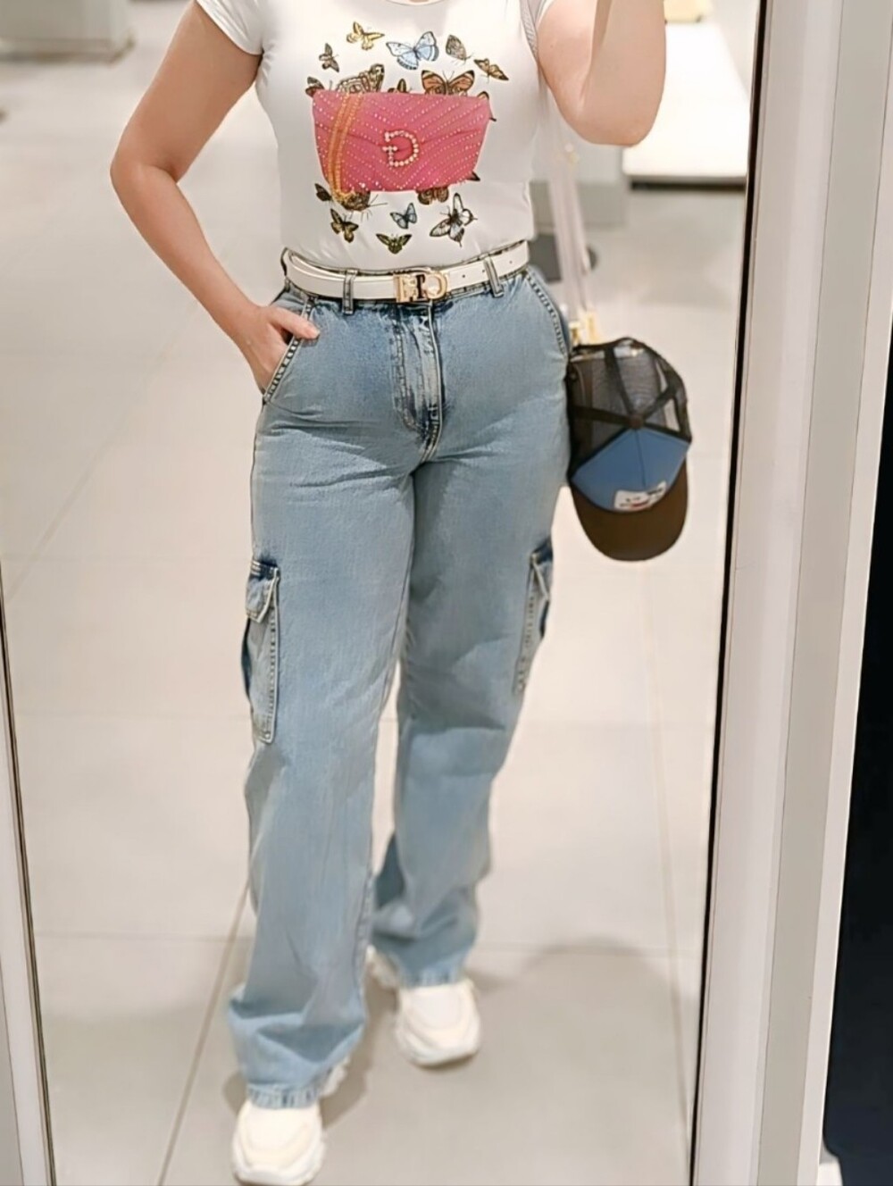 XS 0_2 acid wash denim cargo jeans